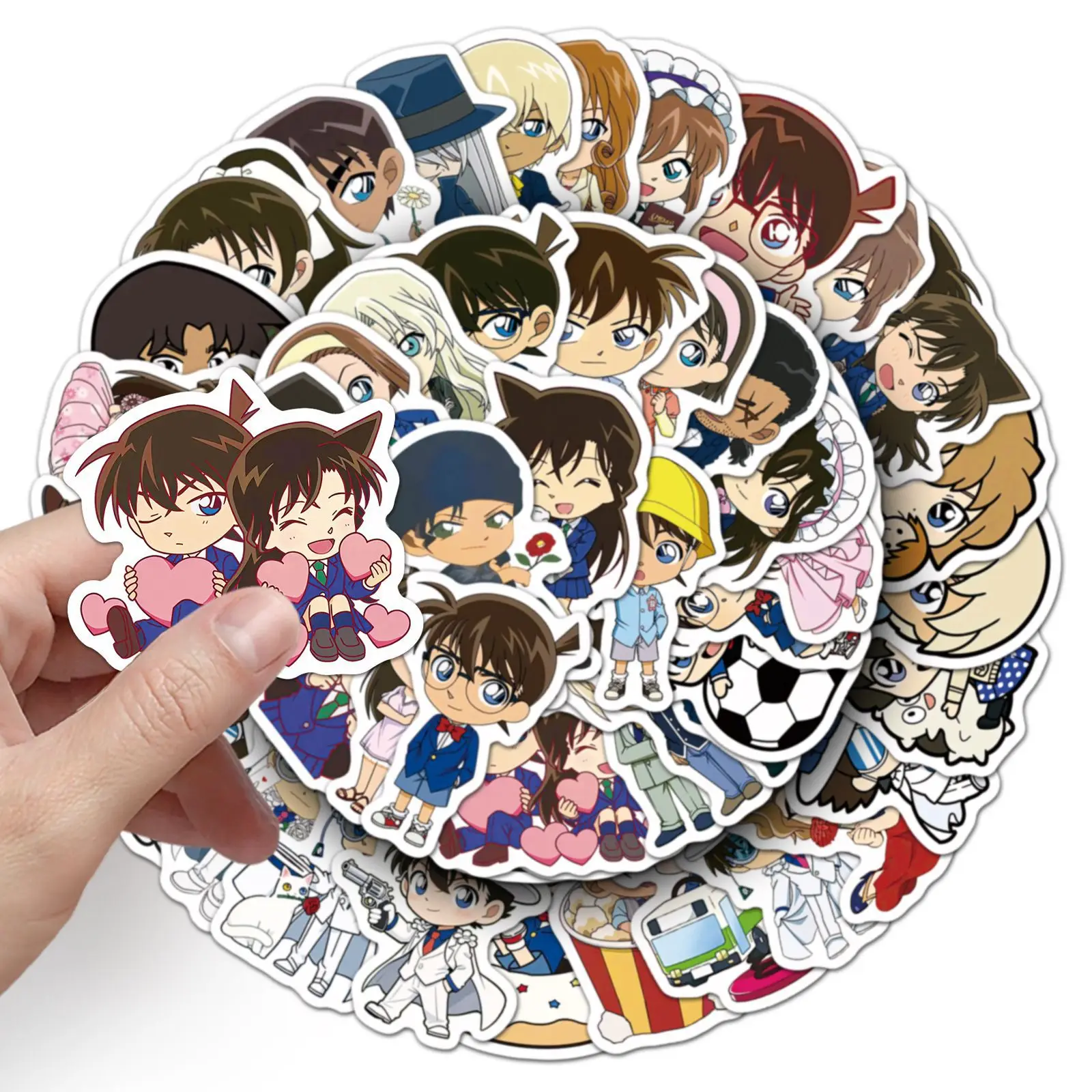 50 pçs detetive conan anime adesivos legal graffiti decalques diy decoração para telefone portátil papelaria pvc brinquedos à prova dwaterproof água presente