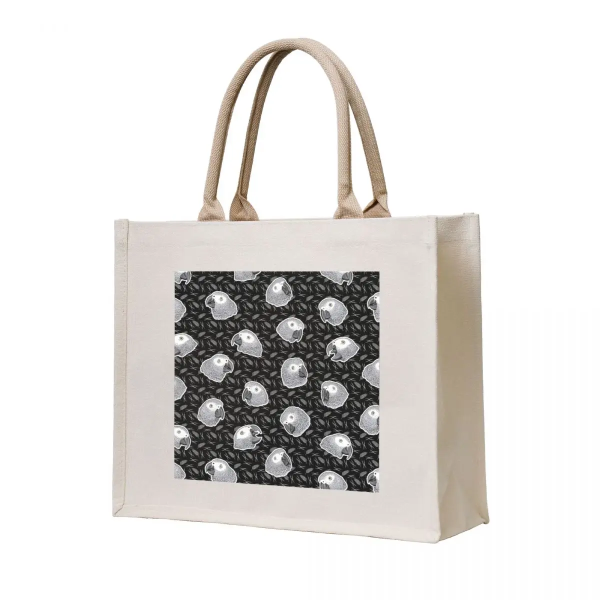 

African Grey Parrots Pattern (Black) Tote Bag custom canvas bag tote bag men shopping bags foldable