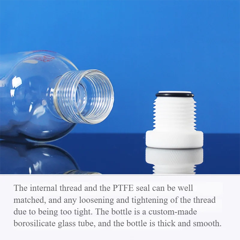 Botol tebal tahan tekanan dengan tutup ulir PTFE, tabung tahan tekanan 75ml100ml150ml350ml, kedap udara untuk hidrolisis