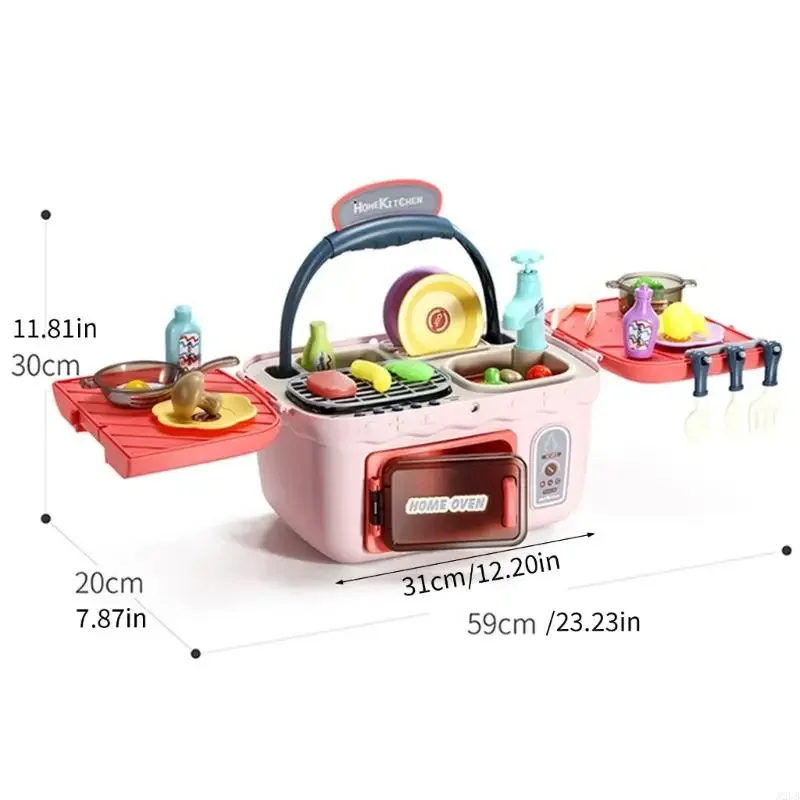 子供向け早期学習キッチンプレイセット 3+ 整理収納機能 30+ 調理アクセサリー 15UB