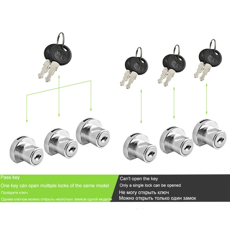 2Pcs Sliding Glass Door Lock Ratchet Lock with Chrome Finish Keyed Alike Showcase Display Case Security Lock for Home