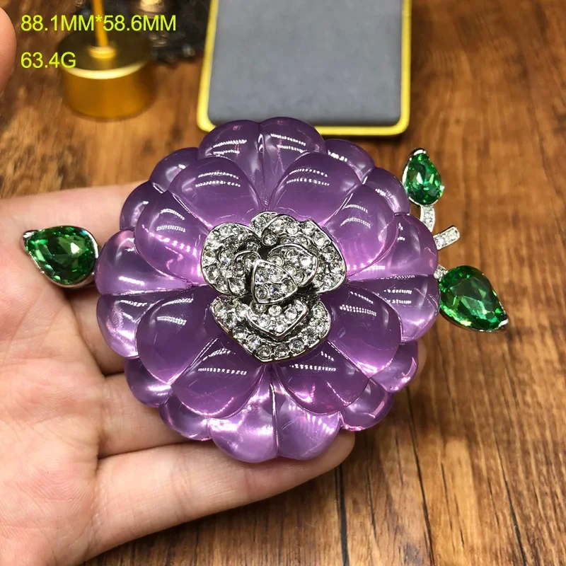 Jelly Color Purple Brooches for Women Flowers Hyperbole Resin Vintage Jewelry Fashion Exquisite Elegant Clothing Pins Sweet