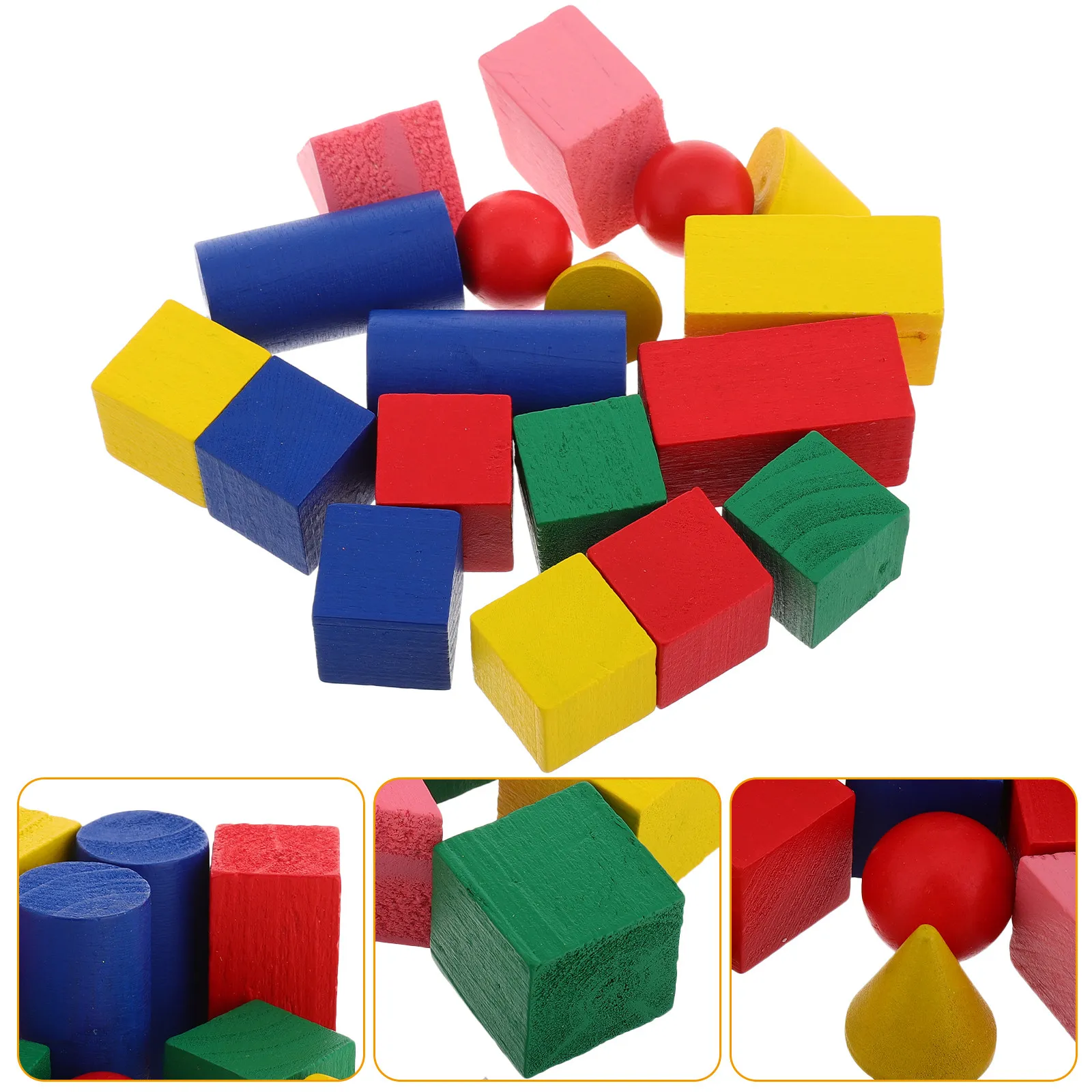 18Pcs Geometry Solids Set for Students Wooden Geometric Shapes for Classroom Teaching Learning Aid Spatial Imagination
