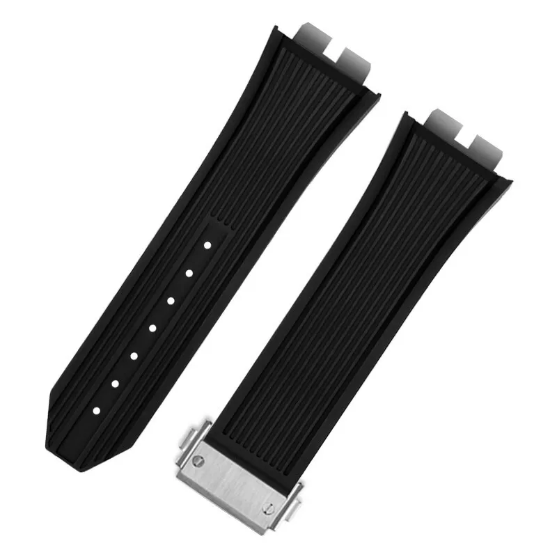 

Quick Release Bracelet High Quality FluoroRubber Watchband For hublot Big Bang 411 Series strap 28mm Black Watch Belt