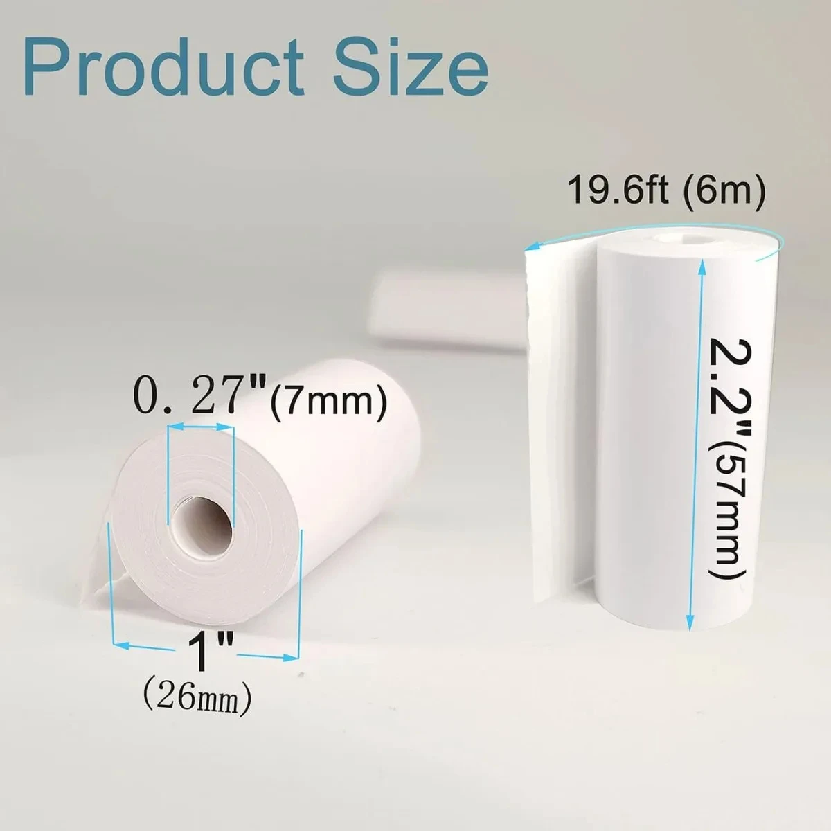 Imagem -02 - Filme de Papel de Reenchimento de Câmera Instantânea Impressão Térmica sem Corante para 57 mm Impressoras Portáteis de Recibos de Dinheiro Impressora Móvel para Crianças 12 Rolos