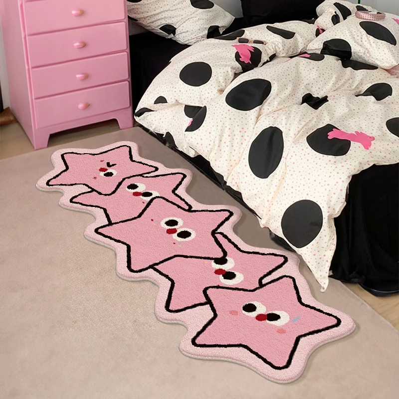 VIKAMA Cartoon Star Rug Soft, cosy and non-slip Entrance hall doormat Bedroom entrance rug Bedside carpet Home décor