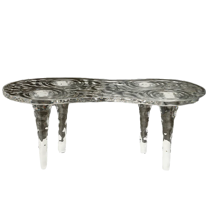 Simple modern light luxury dining table tea room crystal tea table transparent resin household desk