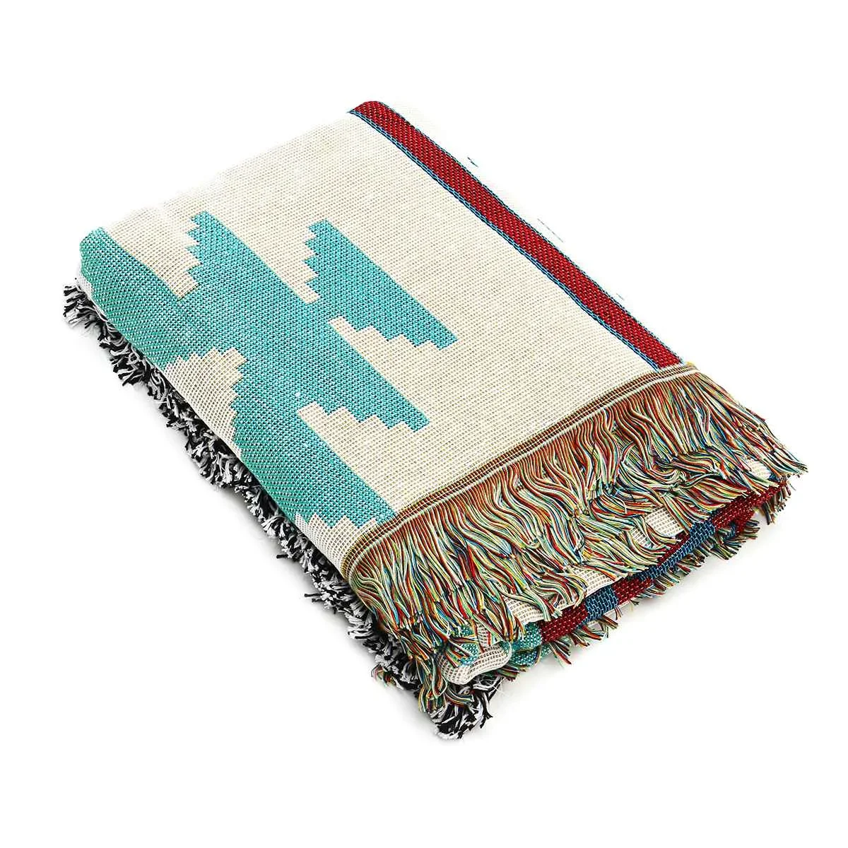 180x130cm Sofa Blankets Tapestry Bedspread Outdoor Beach Sandy Towels Geometric Carpet Retro Navajo Cotton