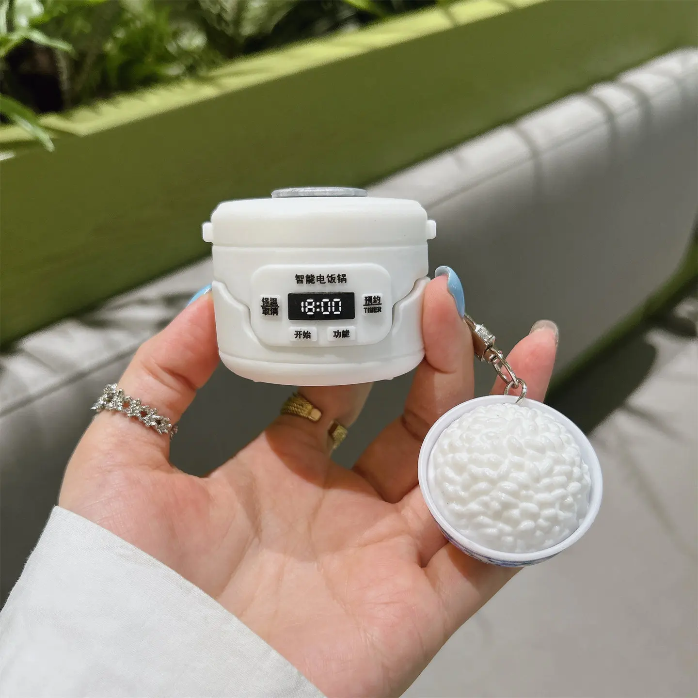 Rice Cooker Silicone Case For Huawei Freeclip2 Freeclip 2S Shockproof Cover With Rice Ball Keychain Anti‑Drop Protective Shell