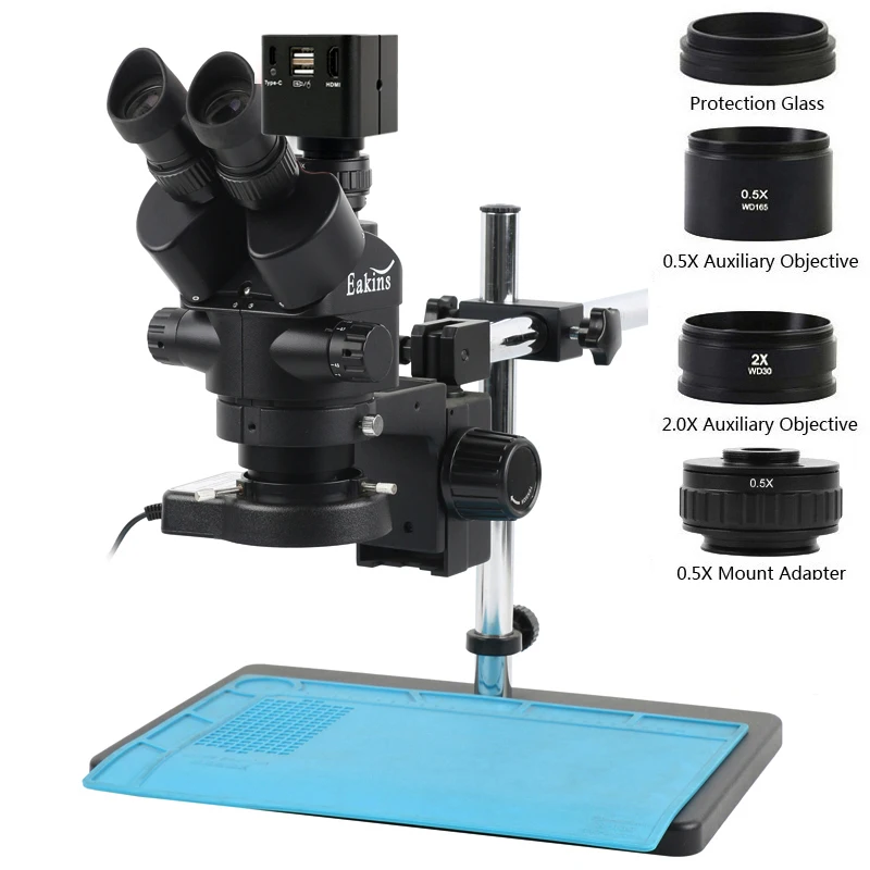 2K 4K 48MP 1080P HDMI USB 7X 90X Zoom Trinocular Stereo Microscope Camera For Soldering PCB Jewelry Appraisal Dissection Carving