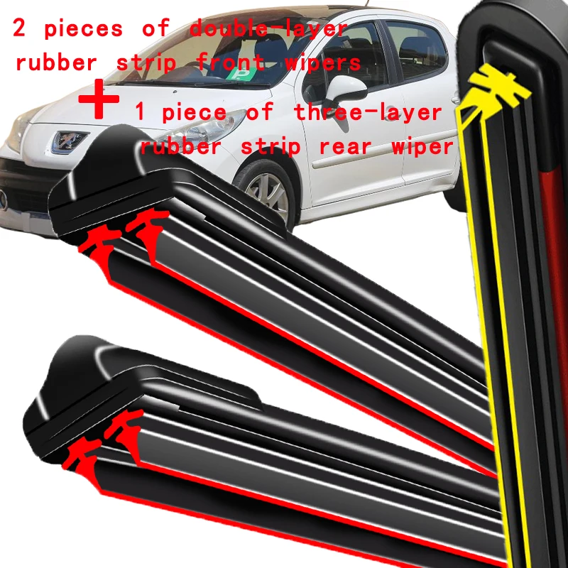 

Wiper LHD Front & Rear Wiper Blades Set For Peugeot 207 Hatchback 2006 - 2014 Windshield Windscreen Front Rear Window 26"+17"+16