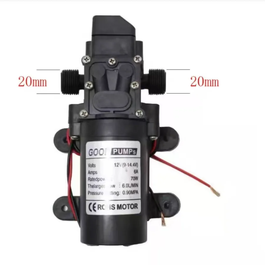 

DC12V 70W 6L/Min High Pressure Diaphragm Pump Mini Electric Self-priming Pump Water Washing Machine Pesticide Spraying