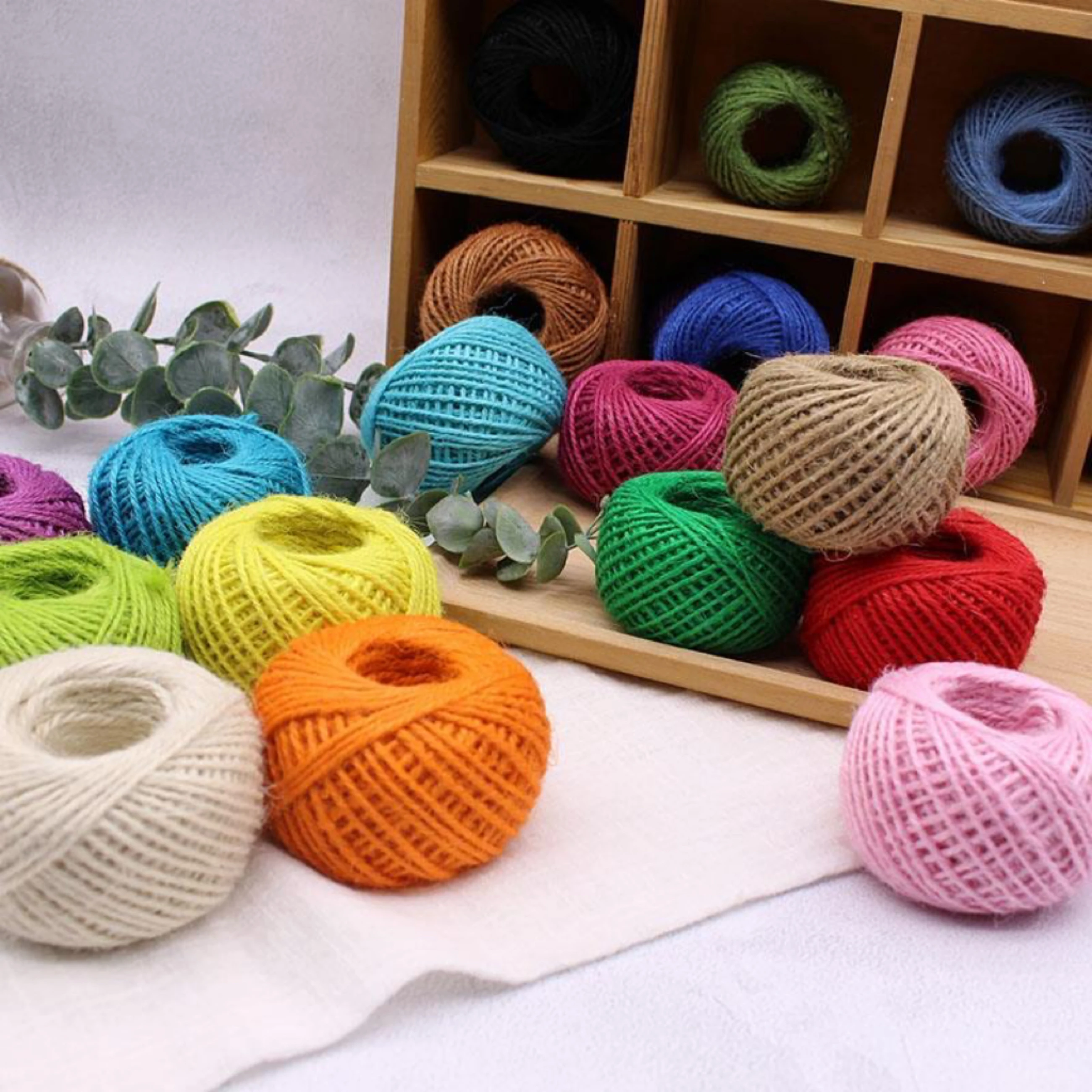 Multi Colors 1Roll 50M Natural Burlap Hessian Jute Twine Cord Hemp Rope String 2mm Gift Box String Cord Wedding Tags Decoration