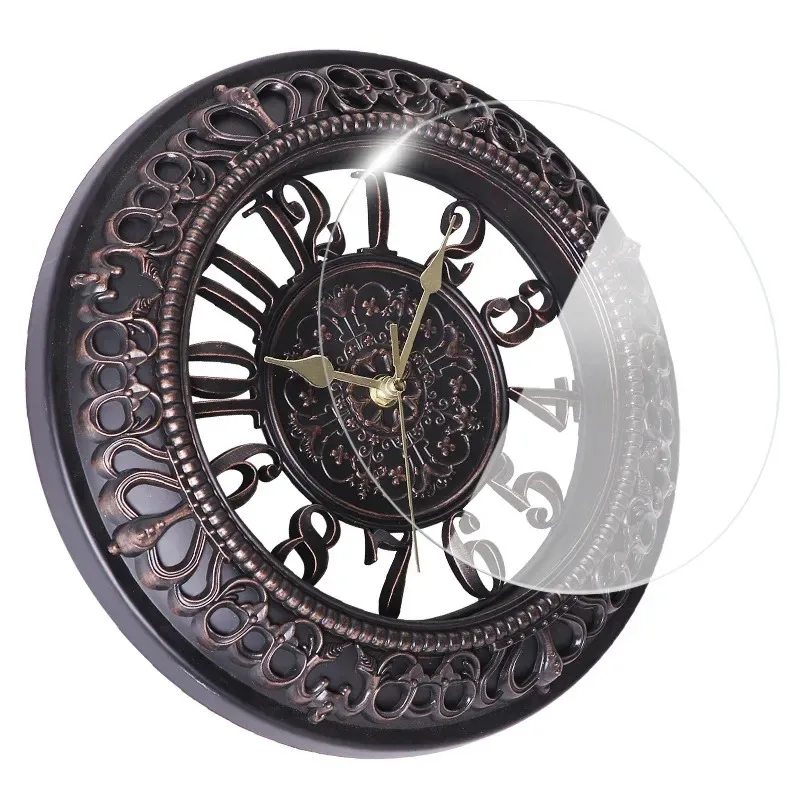 European Style Creative 12 Inch Wall Clock Living Room Bedroom Circular Wall Clock Office Plastic Wall Clock