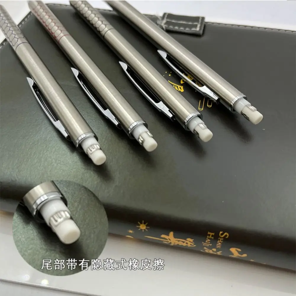 Creative Silver Metal Mechanical Pencil 0.3/0.5/0.7/0.9mm Automatic Pencil Sketch Comics Design Propelling Pencil Writing Tool