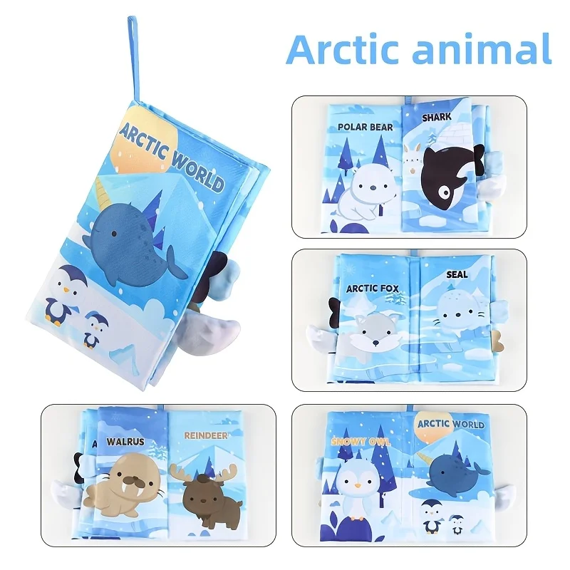 Libri di stoffa Giocattoli Giocattoli sensoriali, libri morbidi in crêpe di stoffa Giocattoli per il tempo propenso del bambino, Giocattoli per passeggino Animali volanti della foresta dell'oceano