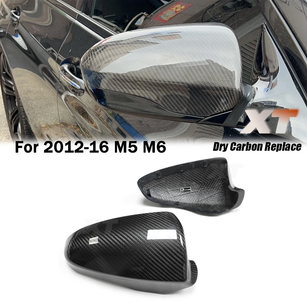 

Forged For BMW 2012-16 F10 M5 F12 F13 F06 M6 Real Dry Carbon Fiber Rear View Mirror Cover Side Cap Replacement Convertible Coupe