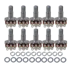 Knurled Split Shaft Guitar Potentiometers A500K/18mm Shaft Guitar Bass Parts Pack of 10