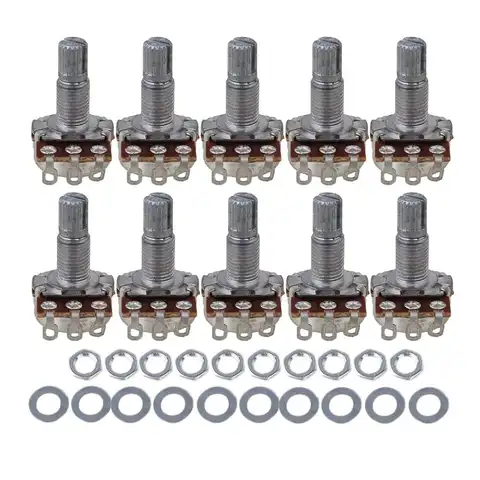 Knurled Split Shaft Guitar Potentiometers 10pcs SYLIFE