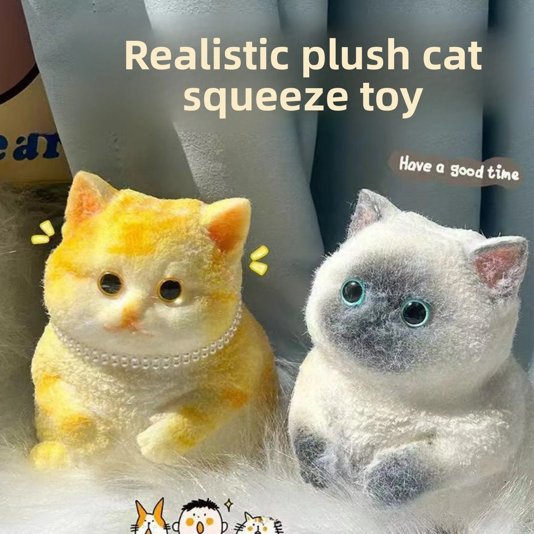 Realistic Fat Cat Squishy Toy Slow Rising Soft PVC Stress Relief Desk Decoration Hand Painted Figure