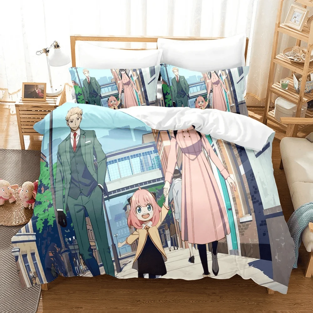 Anime Spy-X Family Anya Bedding Set Duvet Cover Bedroom Comforter Covers Single Twin King ​Size Quilt Cover Home Textile 2/3PCS