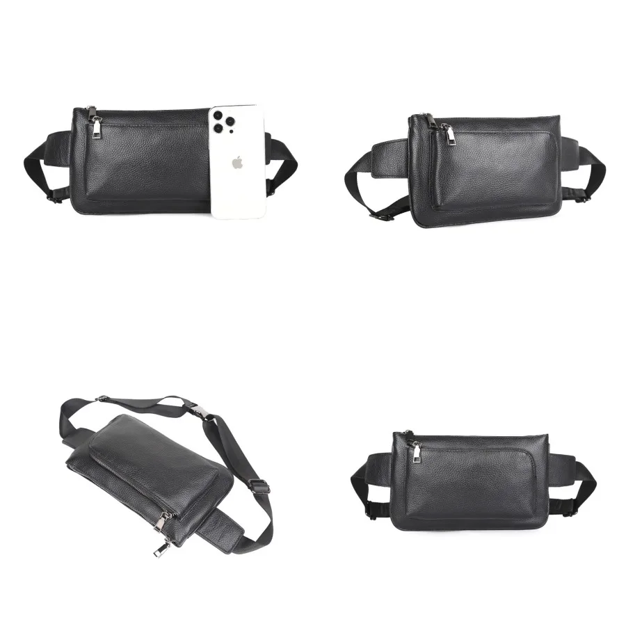 

【New style】New style waist bag men's head layer cowhide mobile phone bag casual bag multi-functional large-capacity travel bag