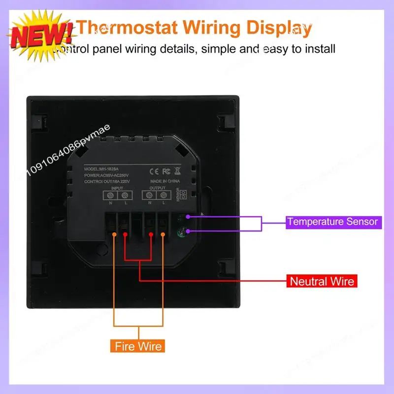 T24C Slimme Thermostaat 16A Vloerverwarming Temperatuurregelaar Met LED Touchscreen 85-265V Elektrische Verwarming Controle