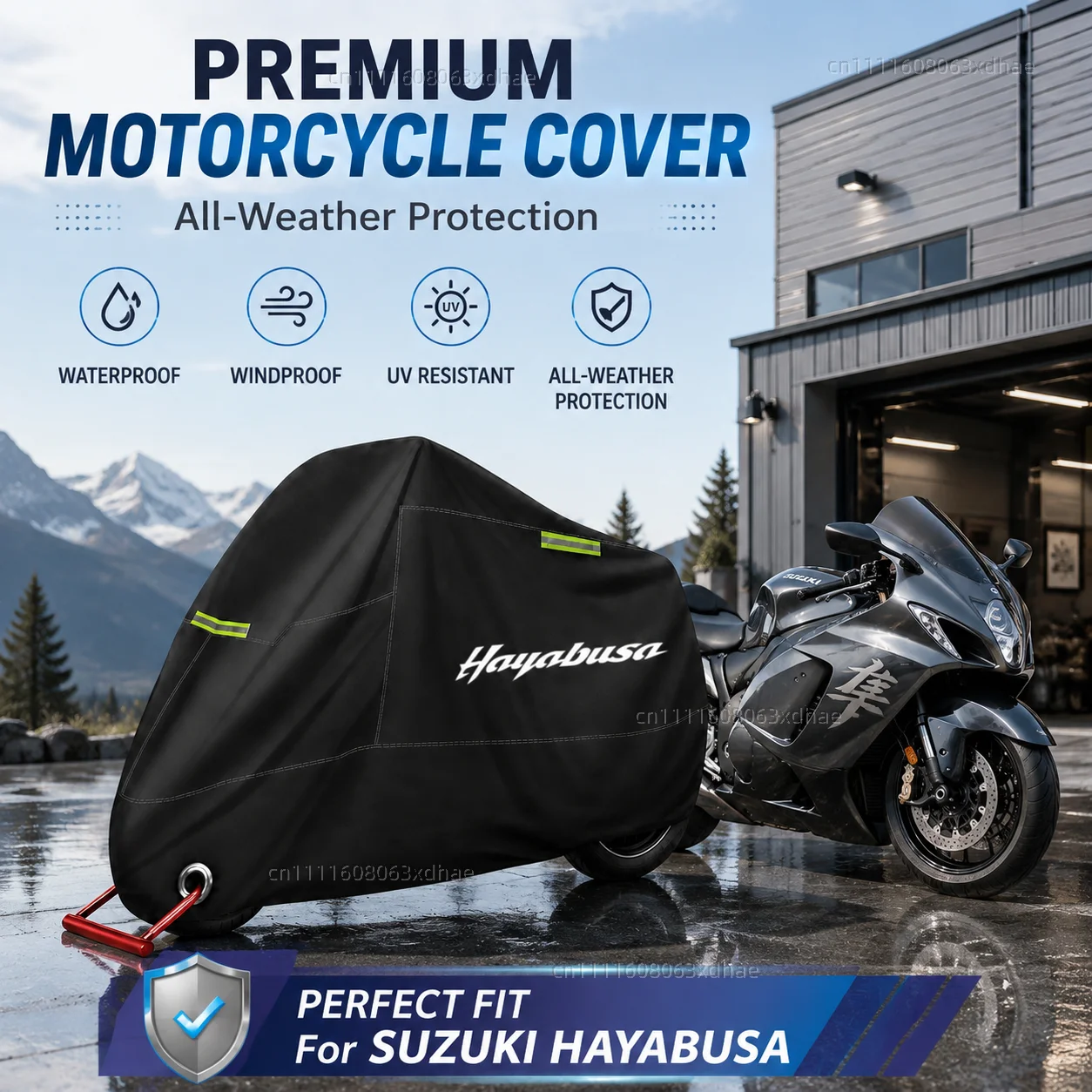 

Premium Motorcycle Cover All Weather Dust Rain UV Protection 190T Oxford Cloth For For SUZUKI HAYABUSA