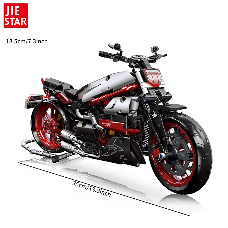 1260PCS 1:6 Diacel Simulation Model Building Block Motorcycle, Creative Decoration Toy, Suitable Gift For Children(No Box)