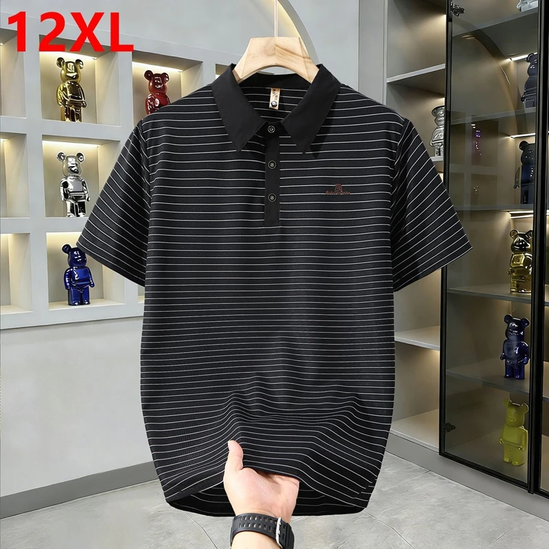 Plus Size Short-Sleeved Polo Shirts Men Summer Loose Trendy Business Casual Turn-Down Collar T-Shirts Big Tall Guys190kg12XL