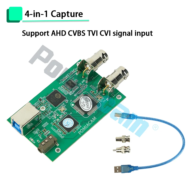 Professional 4 in 1 Security Video Capture Card–USB 3.0 Interface,AHD TVI CVI CVBS Signal Input Lossless Loop Out–OBS Compatible