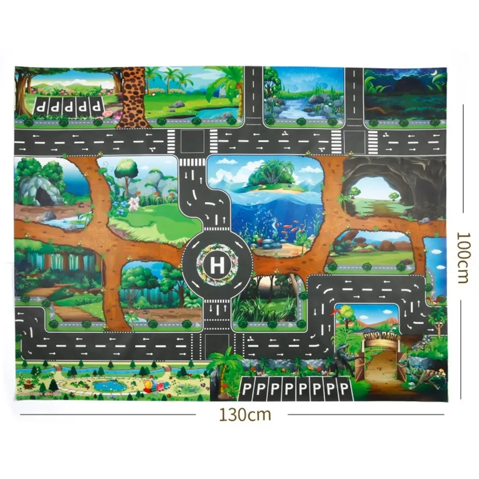 100x130 Kids Playmat Farm Road Portable Map Baby Educational Rugs Toddler Dinosaur Waterproof Play Mat Crawling Non-Toxic Carpet