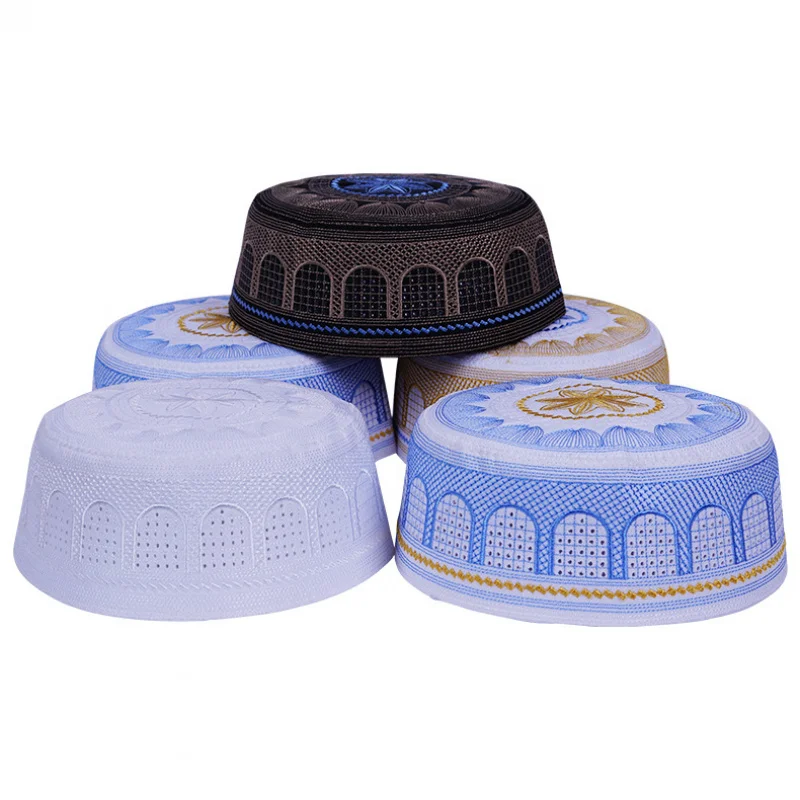 

1 шт., белая, черная, четырехсезонная, дышащая, арабская, мужская, национальная шляпа, большая голова, окружность, мужские, исламские, мусульманские, воскресные, молитвенные шапки