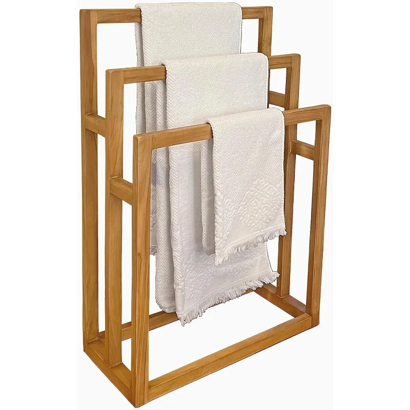 

Towel Rack, Solid Teak 3-Bar Towel Stand, Fully Assembled, TB-351
