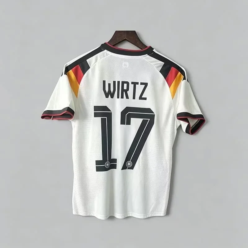 2027 Men Germany Home Soccer Jersey #17 Wirtz White Short Sleeve Player Version Football Shirt Euro  Uniform  Family Matching