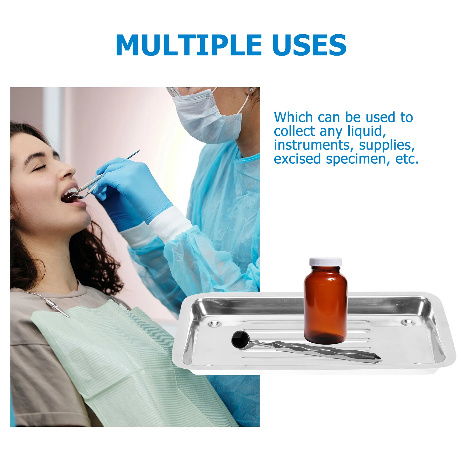 

Stainless Steel Disinfection Tray Hospital Storage Medical Plate Dental Silver Tray Practical Sturdy Easy Clean