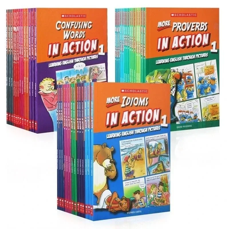 45 Books Scholastic In Action Words/Idioms Books for Kids English Children Book Cartoon Picture Story Book