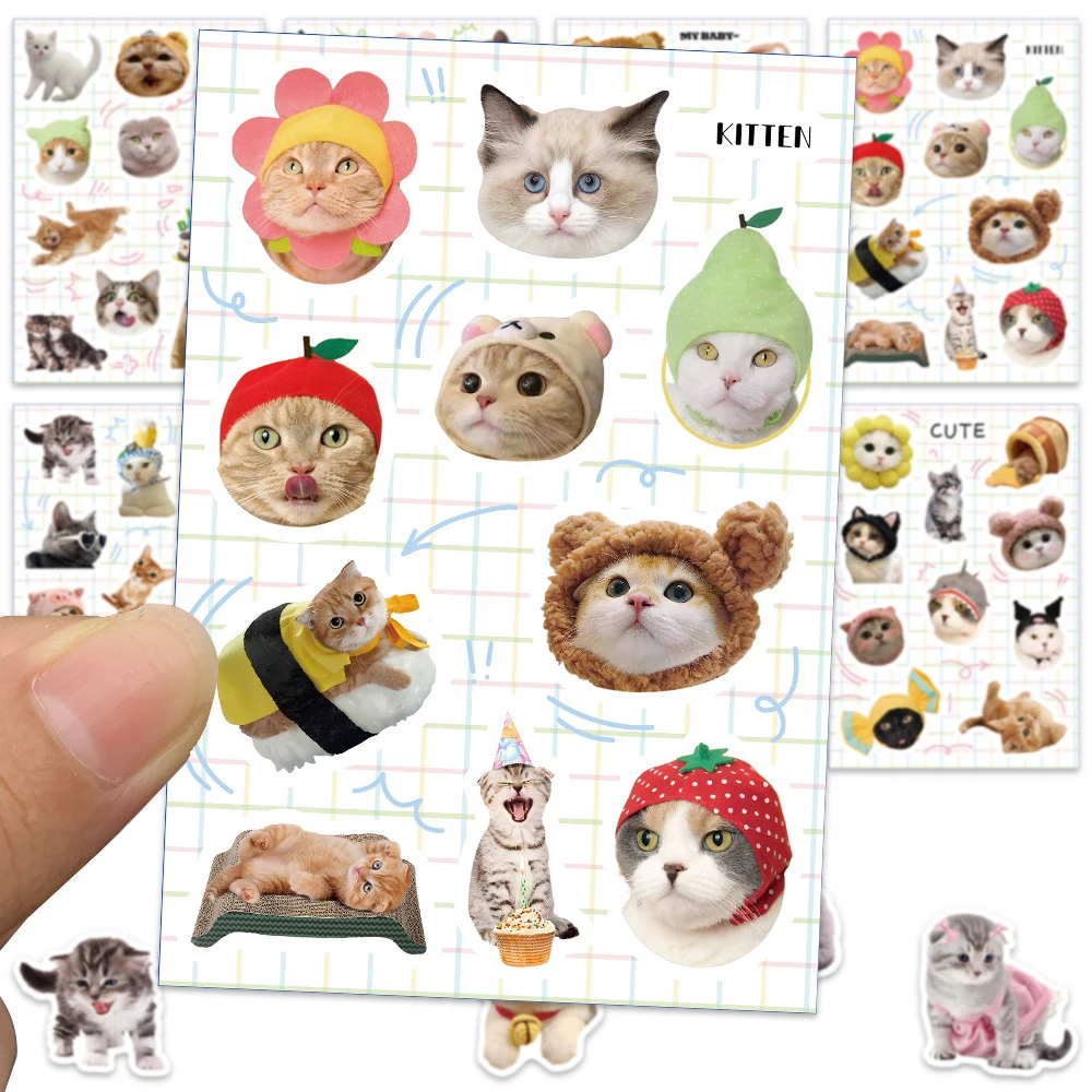 8/16Sheets Cute Funny Cartoon Cat Meme Stickers Decals DIY Laptop Phone Notebook Suitcase Decoration Sticker Kids Classics Toys