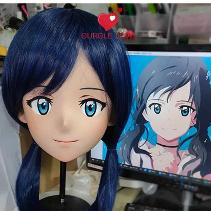 (GL37) Personaje de exposición de cómic personalizado resina media cabeza Crossdress Cosplay Anime japonés máscara de Kigurumi