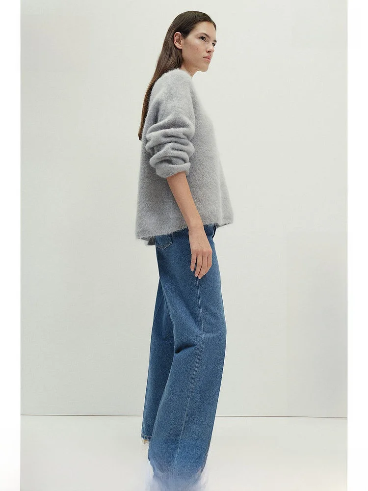 

Женские джинсы H&M прямого кроя, модель Lazy Jeans, с 5 карманами, средней посадкой, модные, широкие, простые брюки из 100% хлопка, длинные штаны