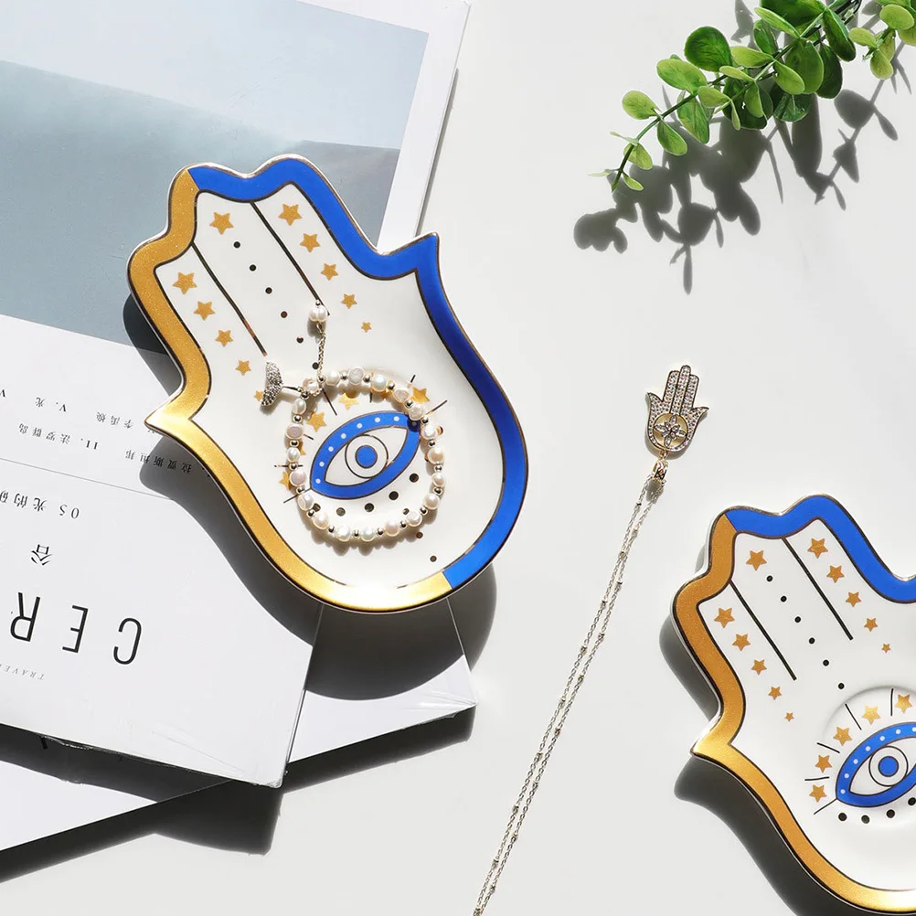 

Керамическая тарелка для ювелирных изделий от сглаза, декоративный поднос, держатель для колец, тарелка для хранения ожерелья, тарелка для конфет, брелок, тарелка, тарелка для безделушек