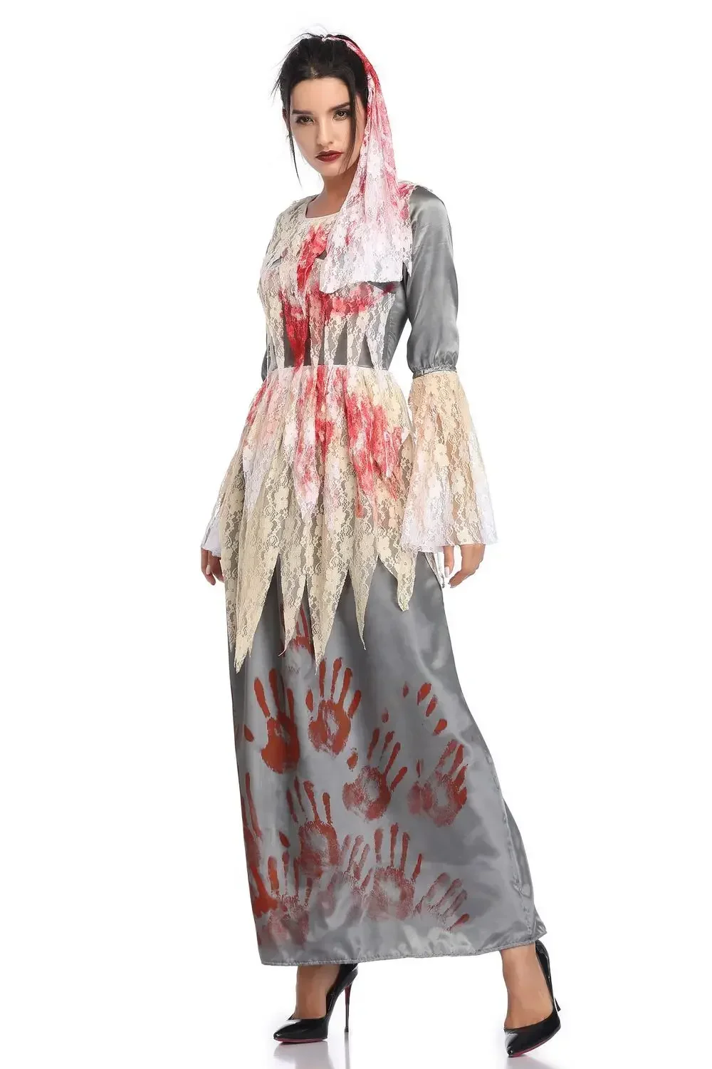 M-xl traje de halloween vampiro sangrento fantasma noiva traje festa de máscaras assustador fantasma noiva