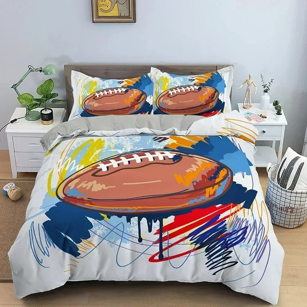Watercolor Basketball Pattern Duvet Cover Set Soft Luxury Bedding Set For Teen Boy's Bedroom King Queen Size Home Textile