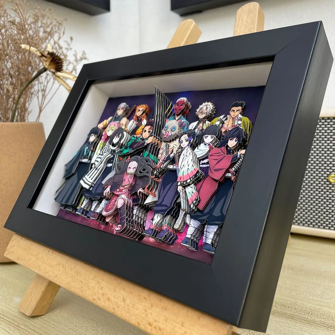 

Anime Demon Slayer Tanjirou Mitsuri 3D Stereograph Photo Frame Decorative Picture Gift Cartoon Layout Collectible Toy Figure