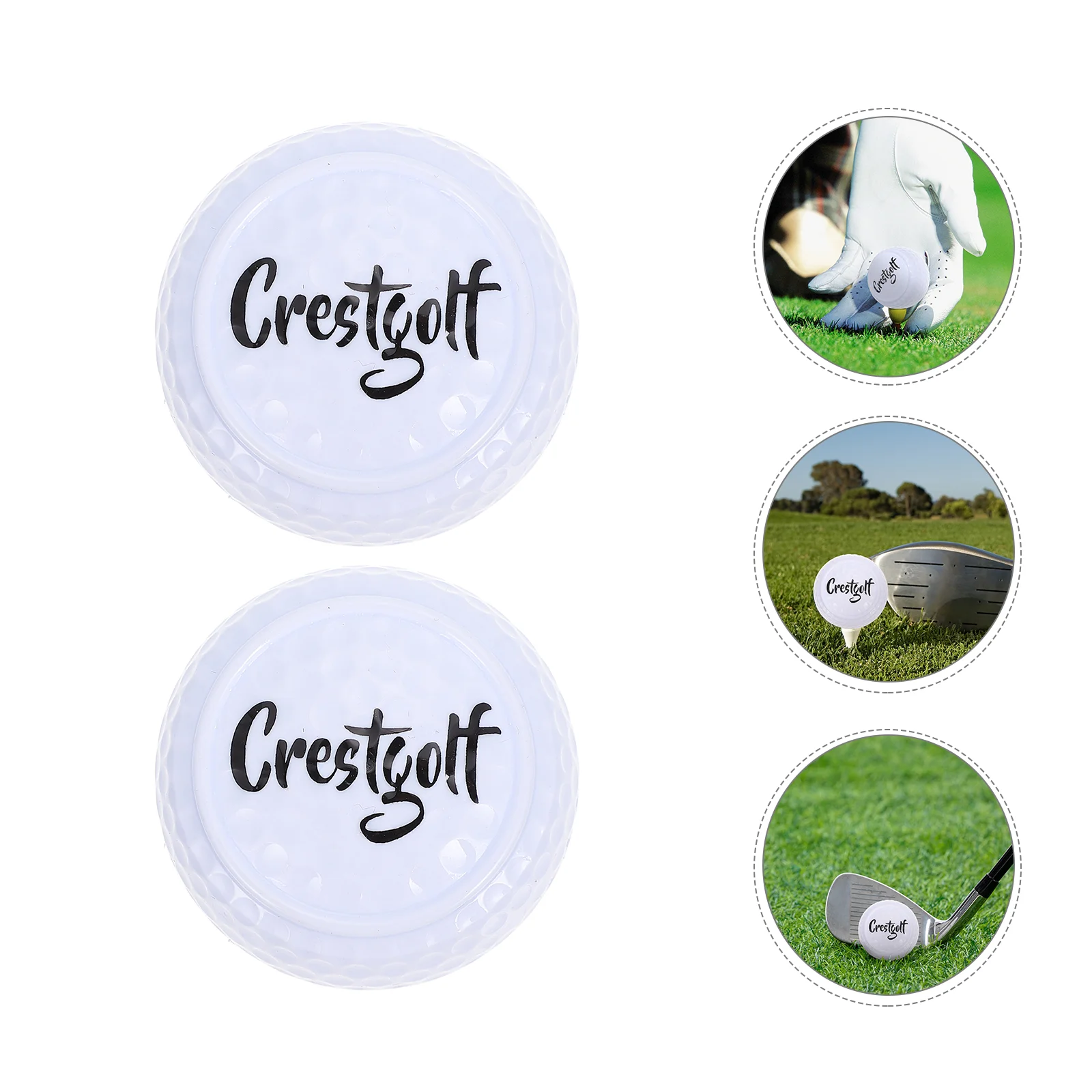 

2 Pcs Golf Balls Flat Professional Golfing Accessory Indoor Supply White Practicing Aids