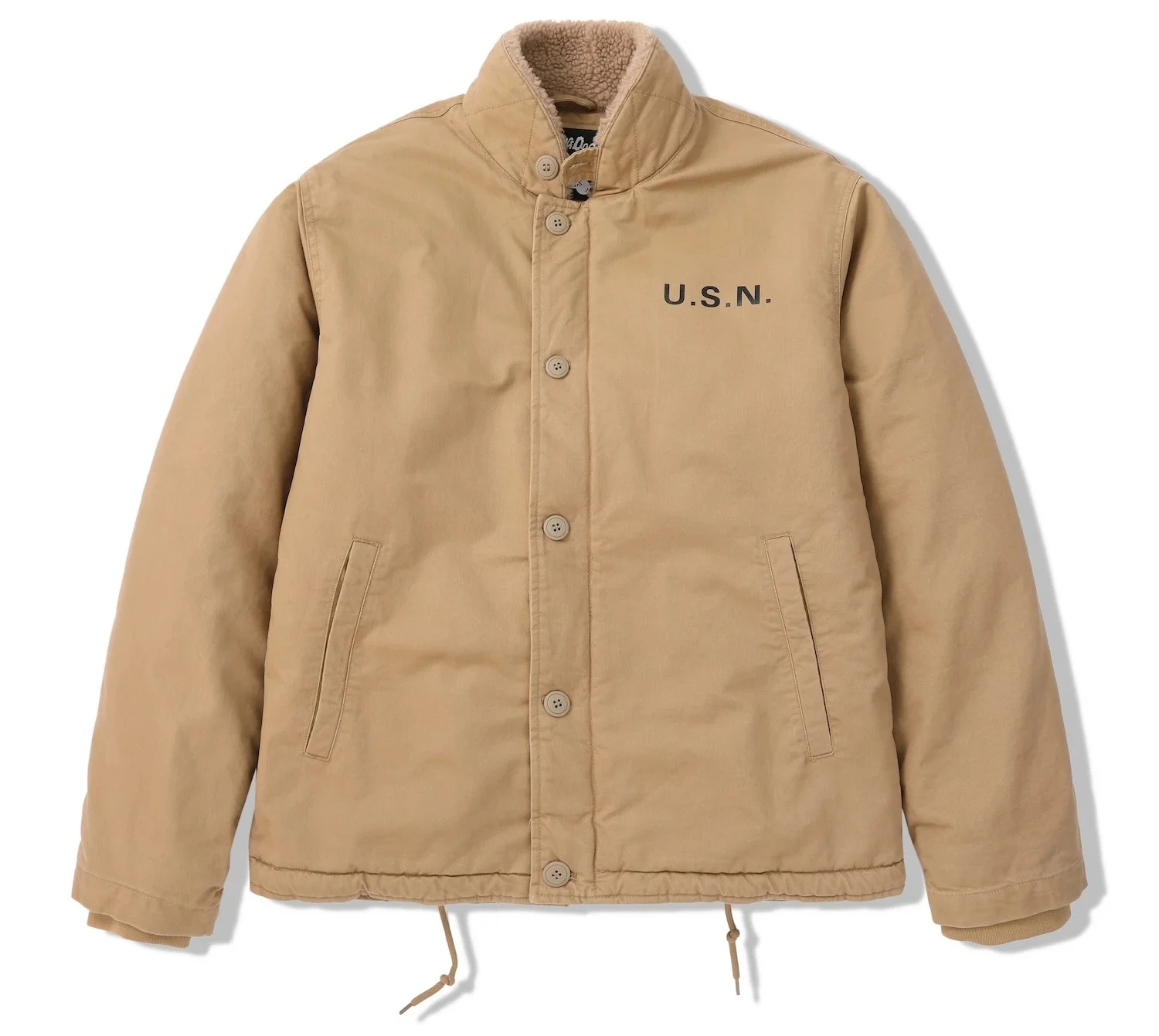 

N1 USN Thick Winter Mens Sherpa Fleece Deck Jacket Khaki Jungle Cloth Warm Heavyweight Vintage Parka Cotton Coat For Men