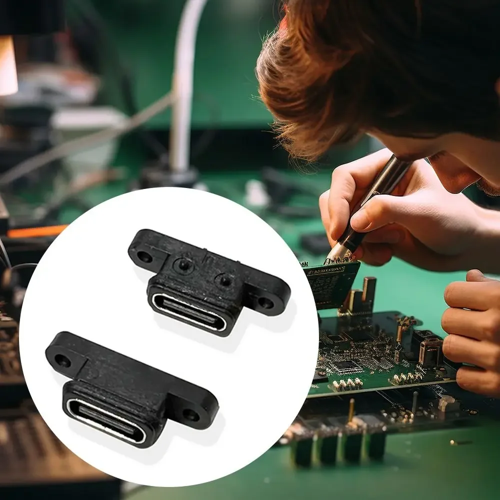 

Type-C TYPE C 2Pin Female USB C Socket Waterproof 2P USB Connector Fast Charge Charging Interface Port With Screw Hole