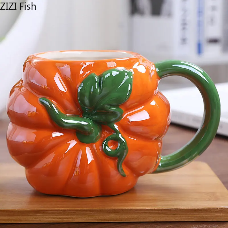 arvest Fruit Ceramic Mug – Artistic Pumpkin, Strawberry & Pineapple Coffee Cup 1