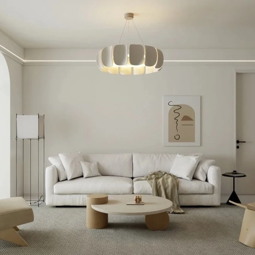

White Acrylic Pendant Light Nordic Bedroom Round Hanging Lamp Living Dinning Room LED Restaurant Home Decora Lighting Fixture