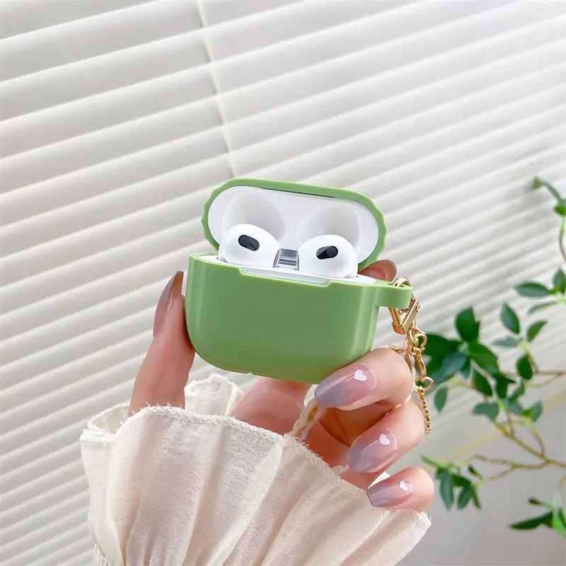 Силиконовый чехол для наушников apple AirPods 3, с зелеными волнами